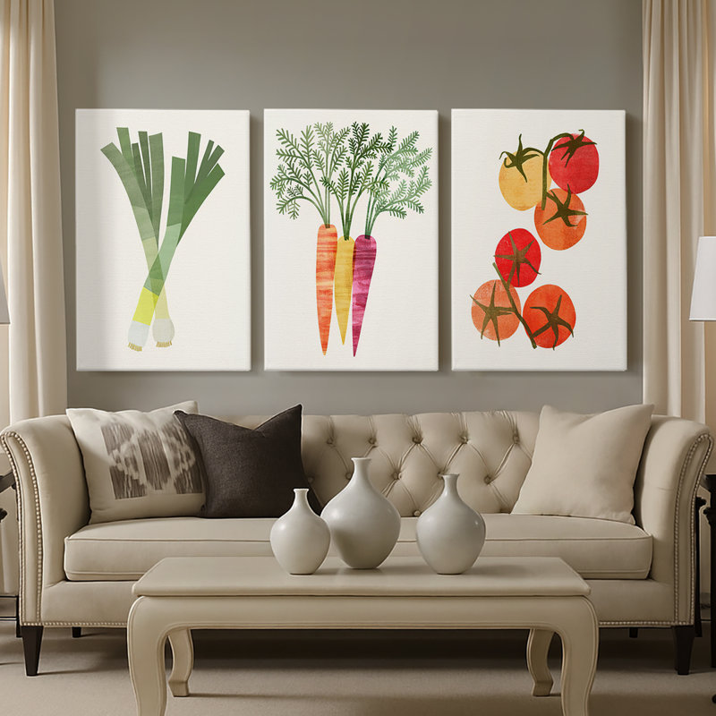 Organic Veg II - toile tendue sur mesure - 3 pièces, H 27 po x l 54 po