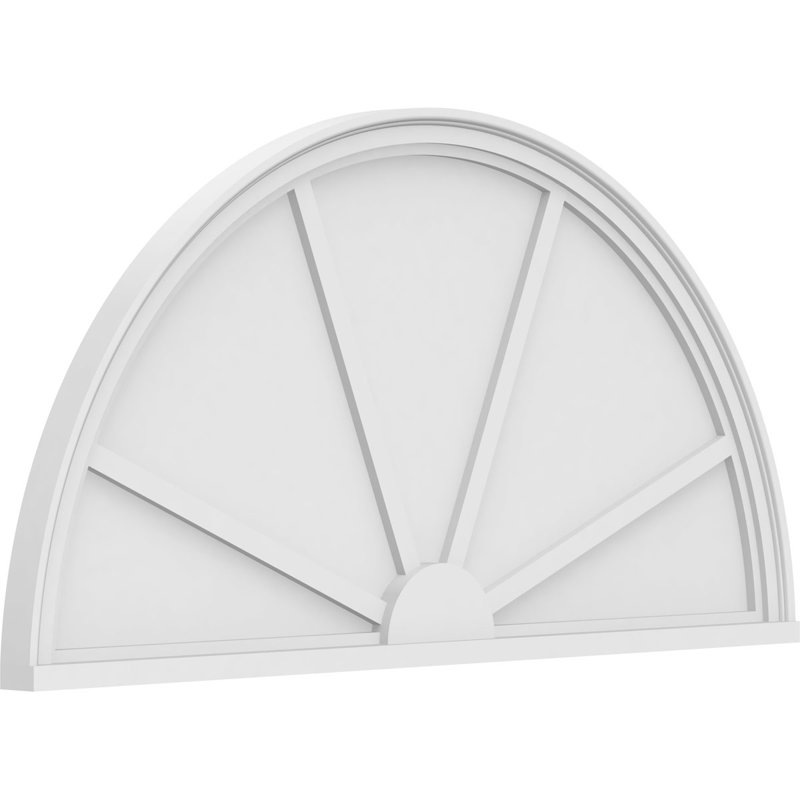 48"W x 24"H x 2"P Half Round 4 Spoke Architectural Grade PVC Pediment, 24" H  x 48" W  x 2" D