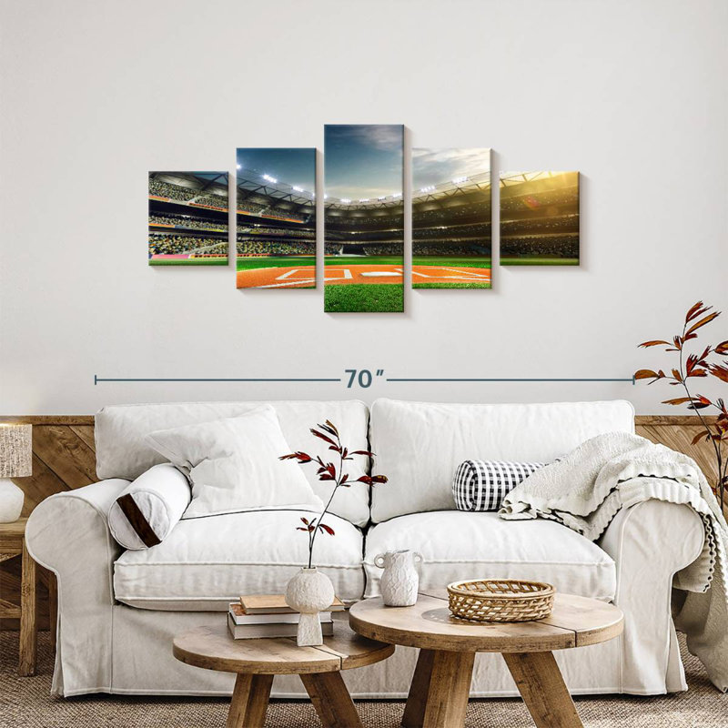 Sunlit Baseball Stadium, H 24 po x l 55 po