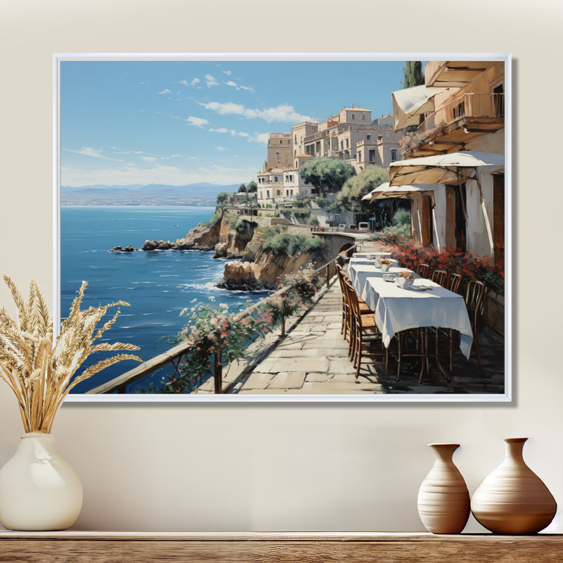 Italie, Amalfi Coast Romance - Italie, art mural, H 12 po x l 20 po x P 1 po, Cadre flottant blanc