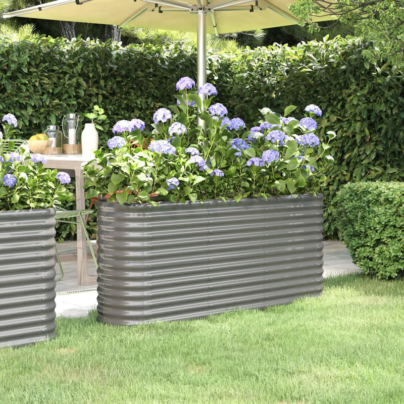 Garden Raised Bed Powder-coated Steel, 68 cm x 152 cm x 40 cm, Grey