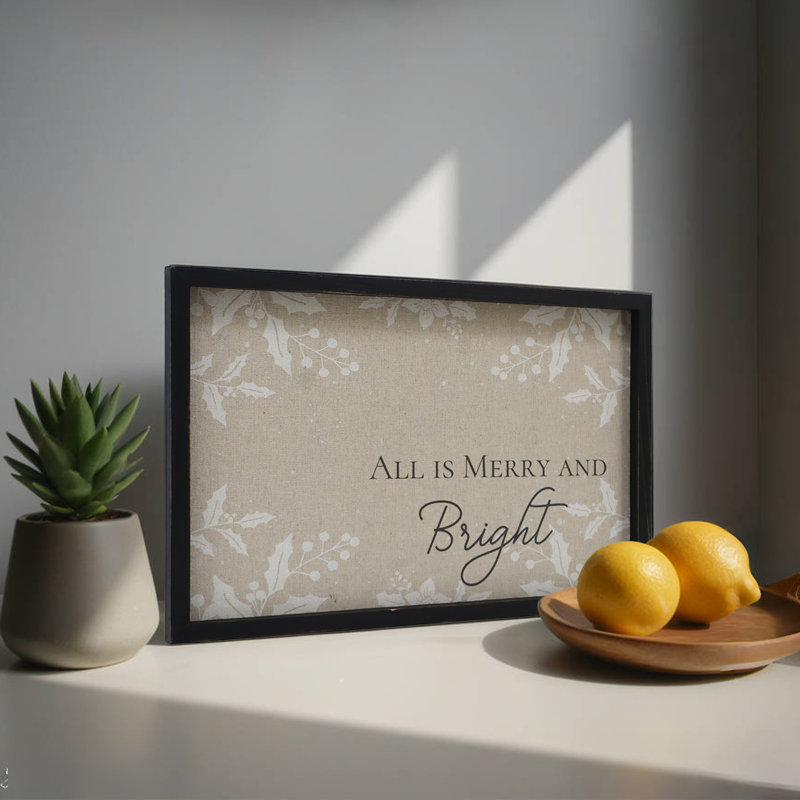 Plaque murale en bois "All Is Merry and Bright"