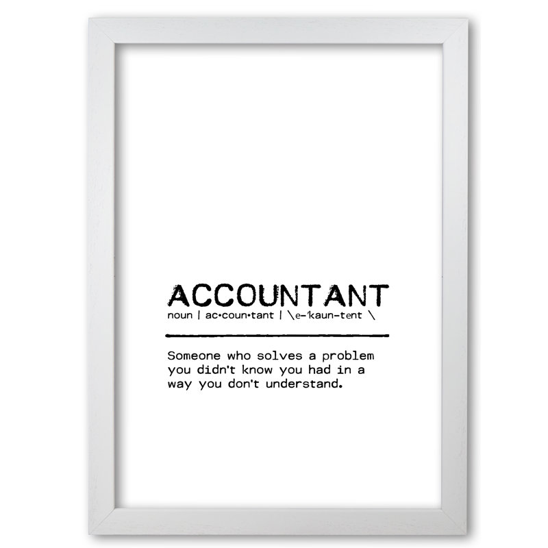 Accountant Solves - Print, 30 cm H x 21 cm W x 5 cm D, White Grain Frame