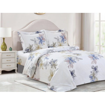 Cotton Percale French Floral Botanical Pattern Duvet Cover