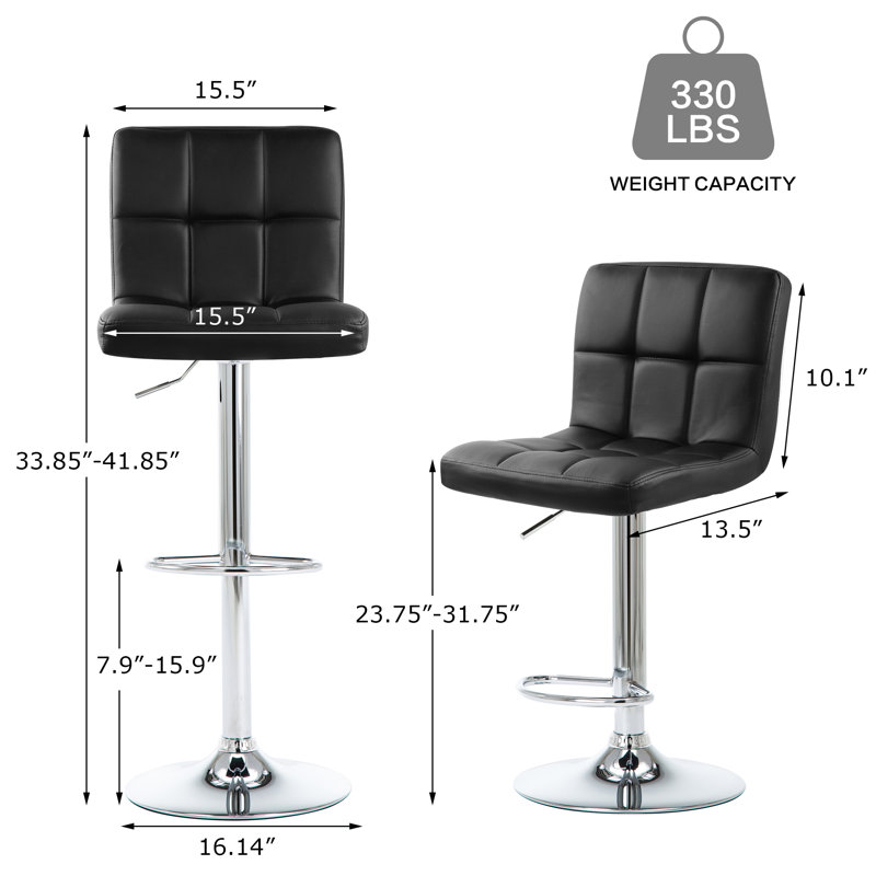 Keithrick Swivel Upholstered Adjustable Height Counter Stool, Black