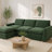 100" Modern Chenille Upholstered Sectional With Storage Ottoman-1045724516