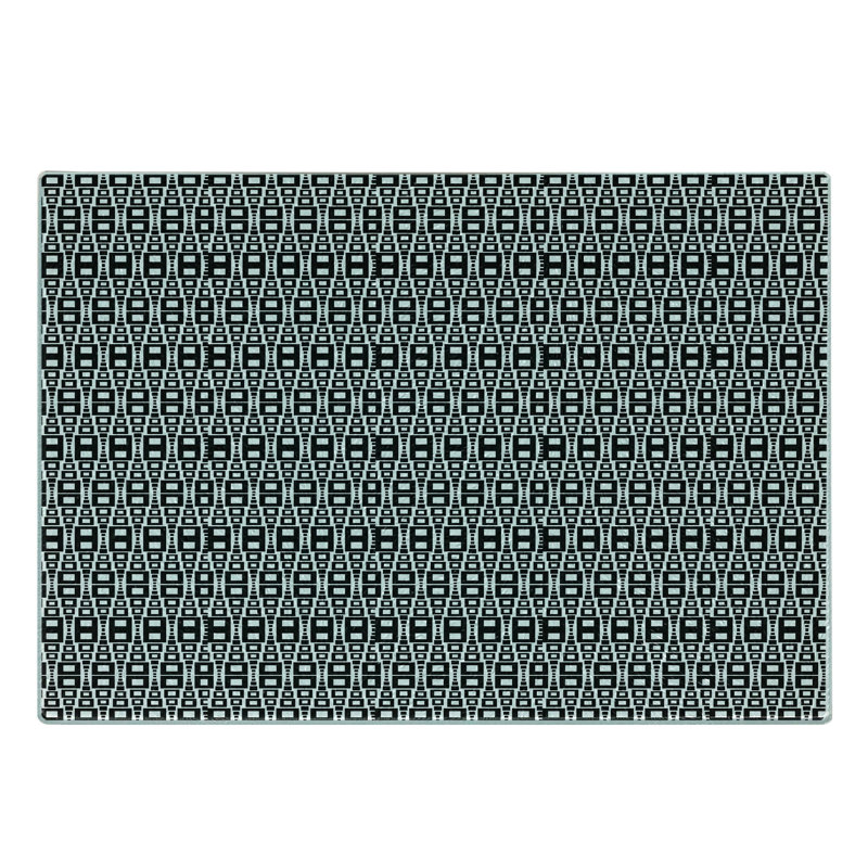 Ambesonne Abstract Tempered Glass Cutting Board Grid Rows Pattern Black White