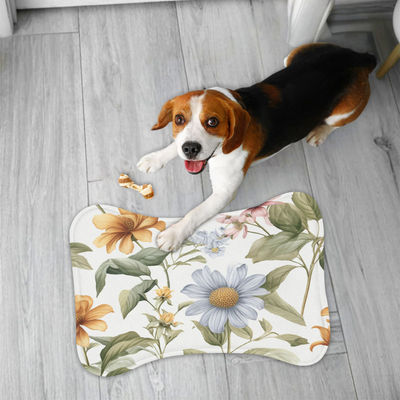 Art floral rétro - tapis d'alimentation en forme d'os