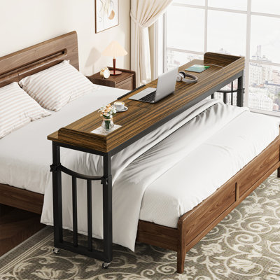 70.86'' W Adjustable Overbed Table With Power Station, Writing Desk