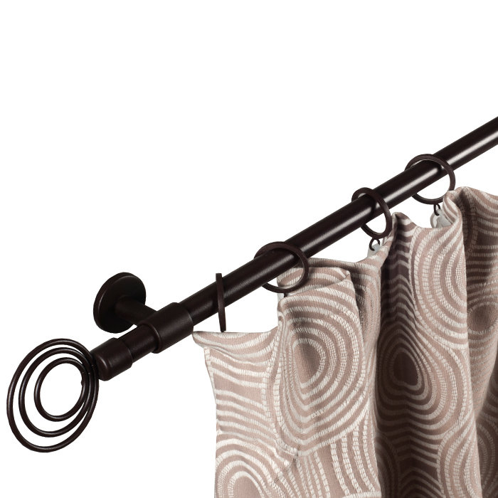 Alma 100% Steel Single Curtain Rod, 0.75" H x 94.5" W x 0.75" D, Black