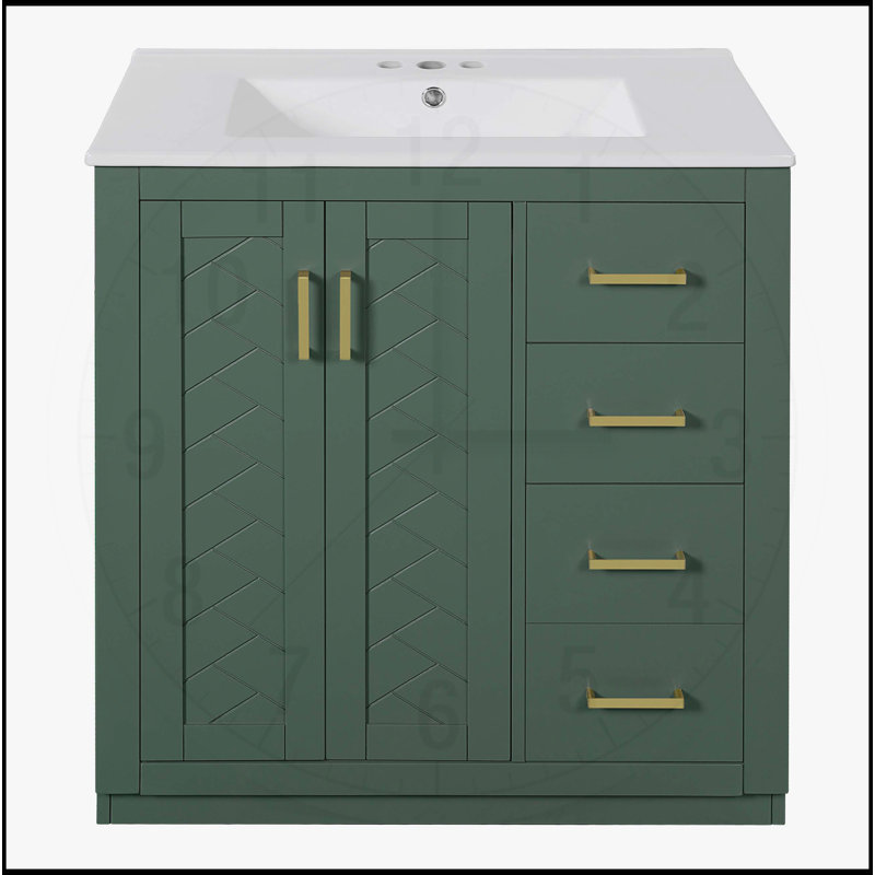 Meuble-lavabo 30 po avec lavabo en céramique, Vert