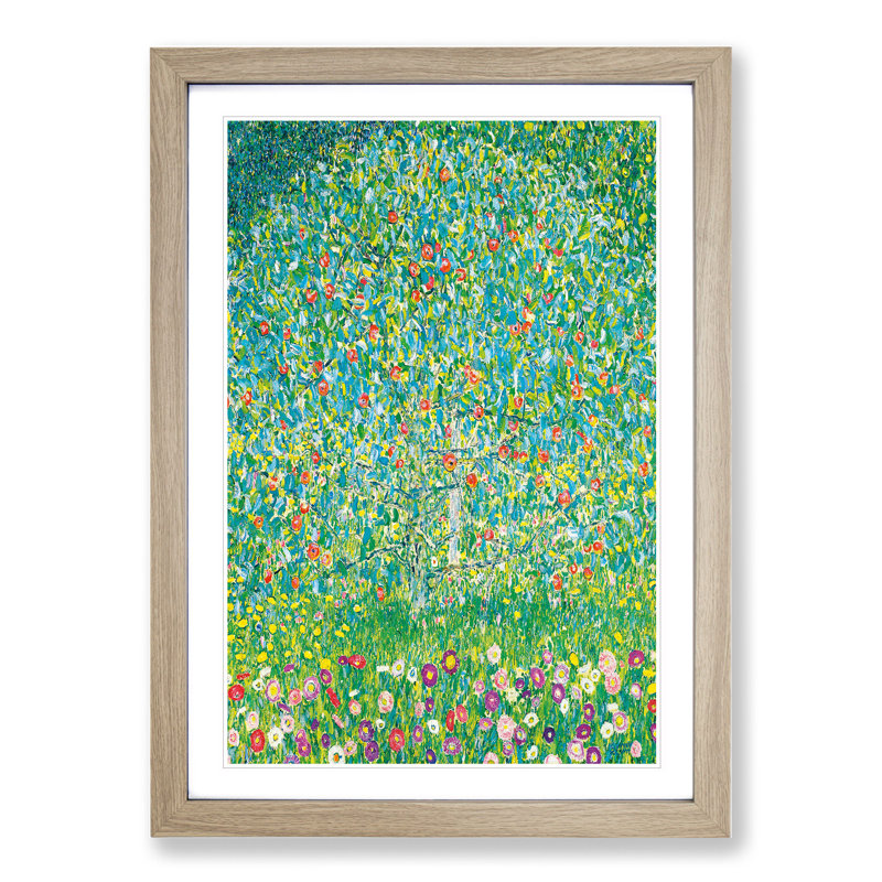 Apple Tree by Gustav Klimt - Picture Frame Painting on MDF, 36cm H x 27cm W x 2cm D, Oak Framed