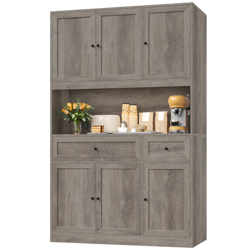 Garde-manger 72,2 po, support à micro-ondes avec rangement, Gris