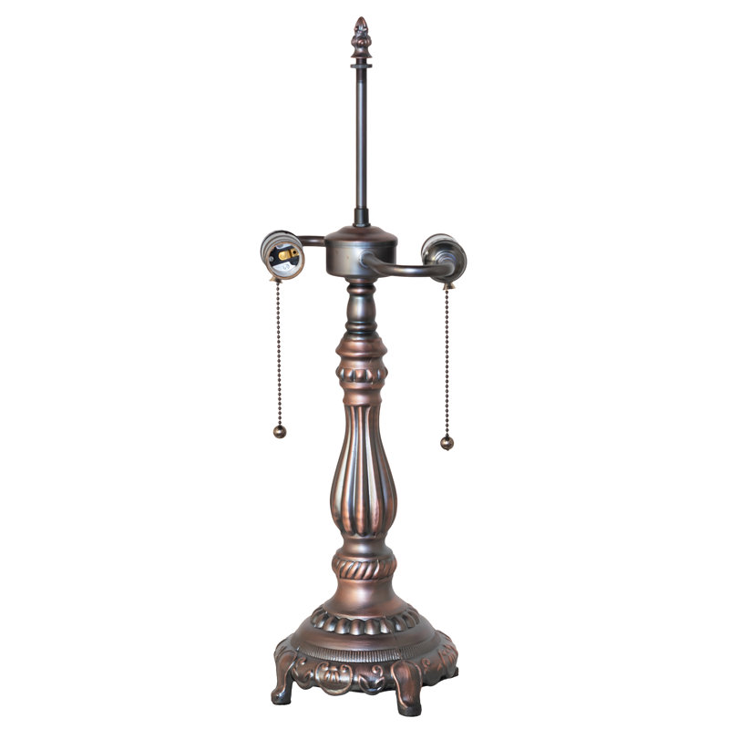 Base de table à 2 lumières 22 po de hauteur bronze 22 acajou