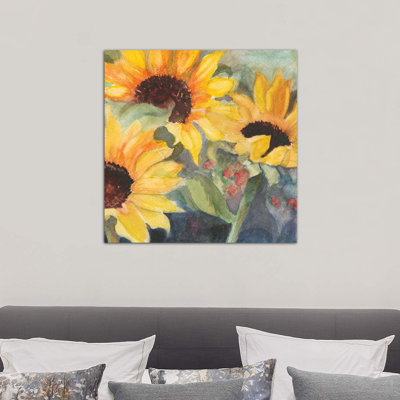 Tournesols dans l'aquarelle II par Sandra Iafrate - reproduction d'art