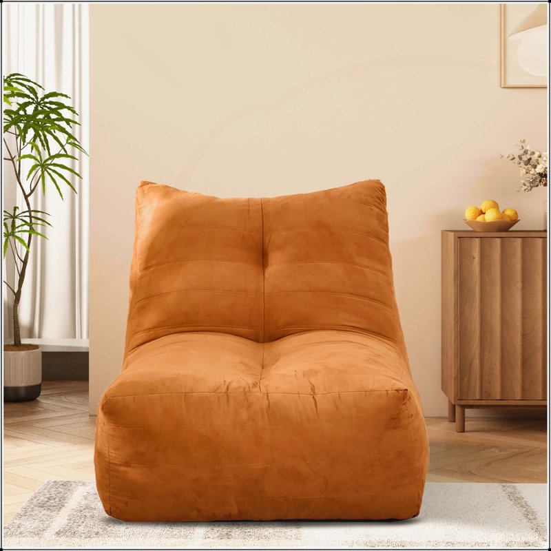 Fauteuil à billes gonflable, Suède jaune brun