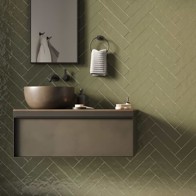 Lancaster 3x6 Polished Ceramic Subway Tile, Celery