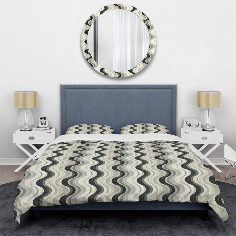 Ensemble de housse de couette gris Midcentury Geometrie IV, Housse de couette très grand + 2 très grandes ta
