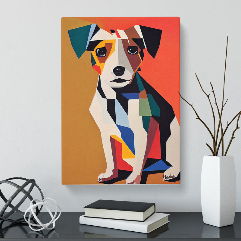 Dixion Jack Russell Terrier Geometric Vol.2 - Wrapped Canvas, 60cm H x 40cm W x 3cm D
