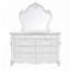 Ensemble de chambre à coucher Rosy 4 pièces pour lit queen, table de chevet et miroir en bois massif blanc-134451193