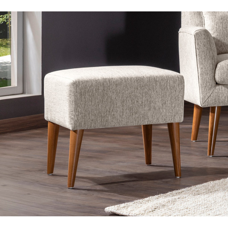 Repose-pieds rectangulaire 19,7 po Shandon, 100 % lin crème