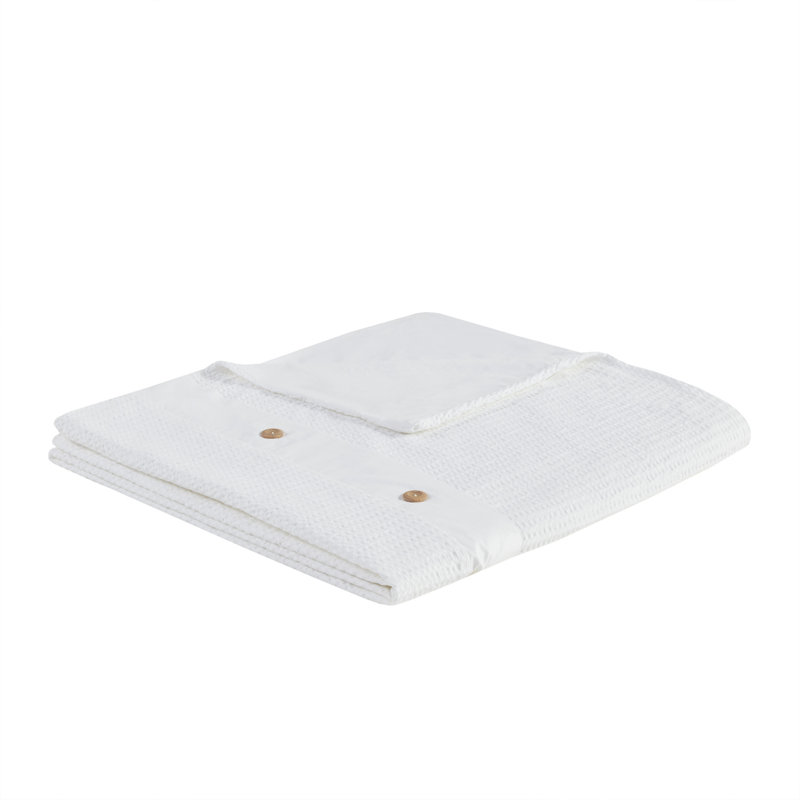 Ensemble de housse de couette en coton tissé gaufré de qualité supérieure avec boutons en bois