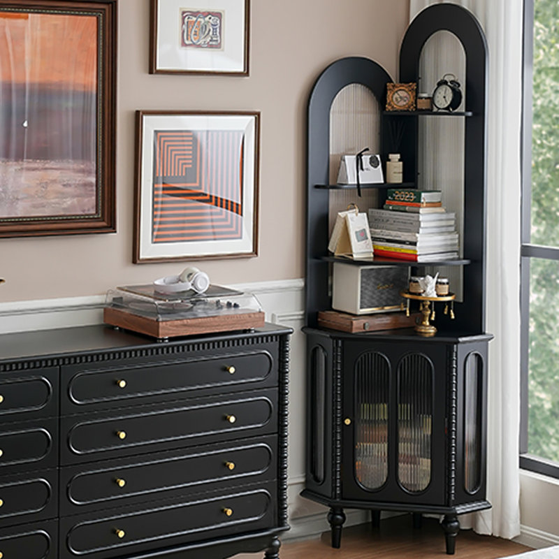Armoire de coin en bois massif brun noisette