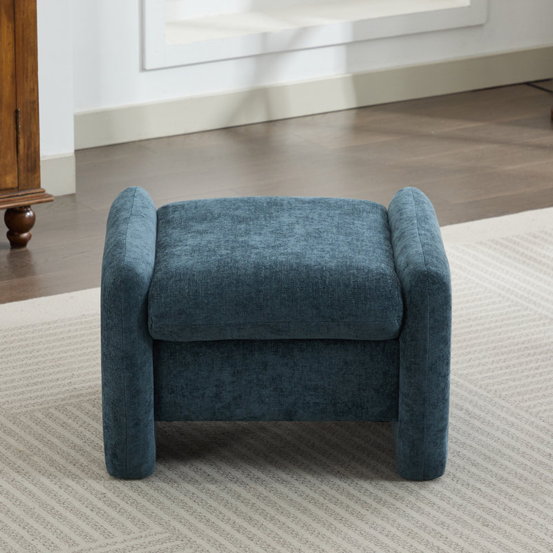 Upholstered Ottoman, Turquoise