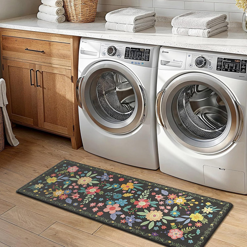 Tapis de cuisine - noir - rembourré, antifatigue de ferme, imperméable, antidérapant, lavable, confort debout, cuisine / maison / bureau / buanderie
