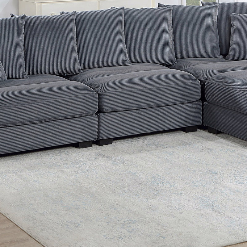 Chaise sans accoudoirs en velours côtelé gris