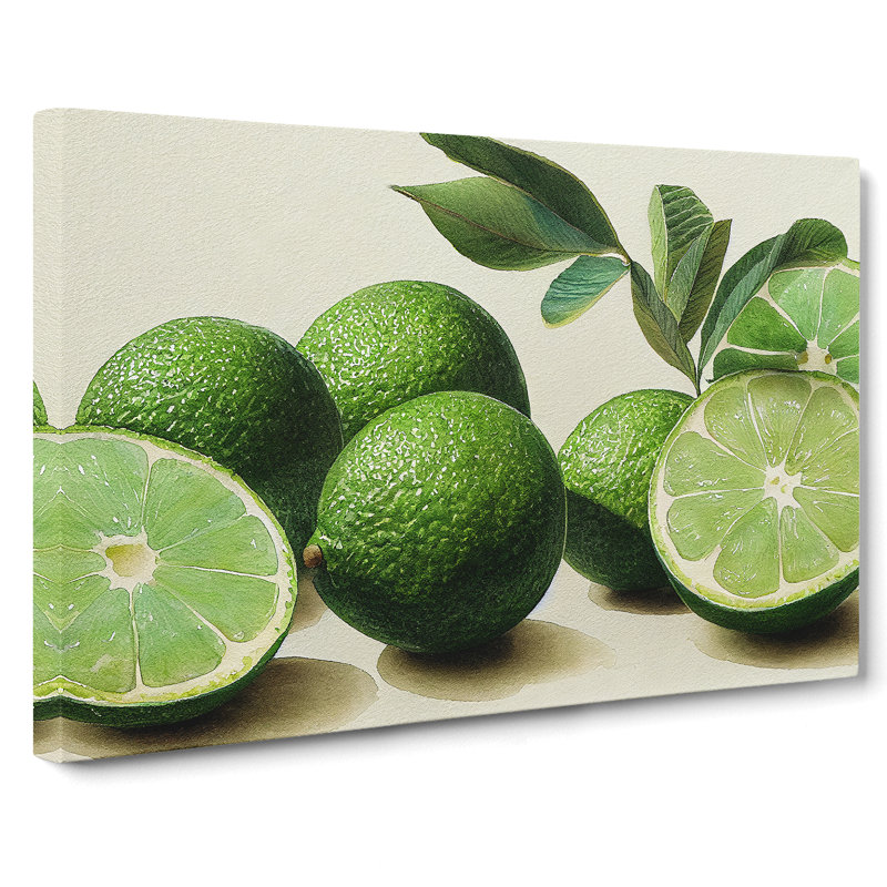 Watercolour Lime Fruit - Wrapped Canvas, 35cm H x 50cm W x 3cm D