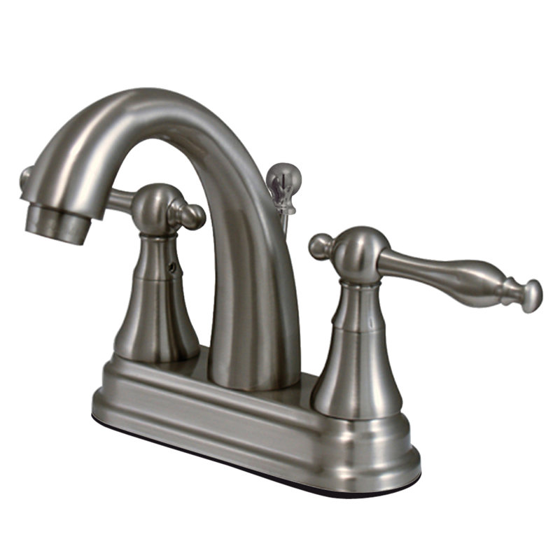 Normandy Centerset Bathroom Sink Faucet with Brass Pop-up, Satin Nickel