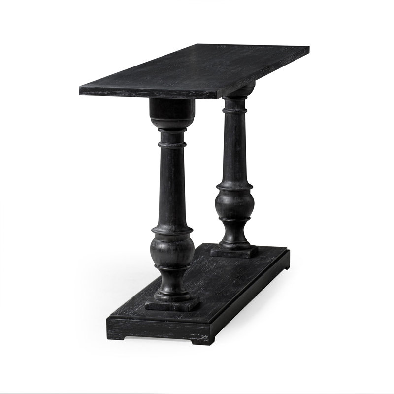 Arthur 60" Antiqued Black Solid Wood Console Table with Storage