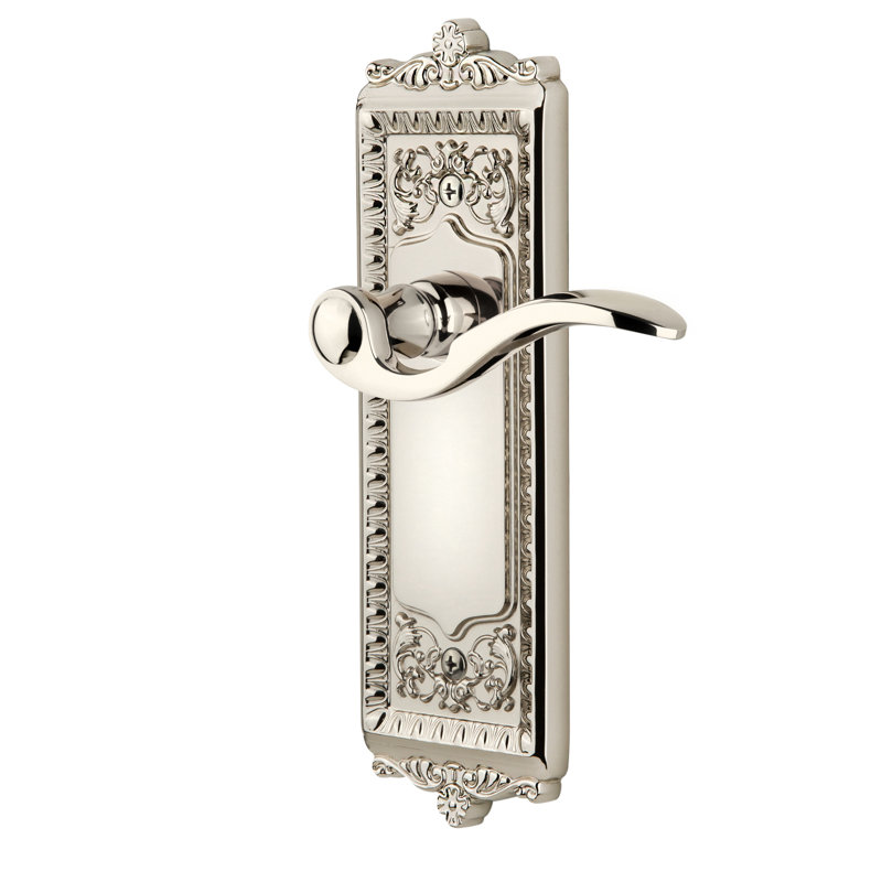 Assiette simple Grandeur Windsor avec levier Bellagio, Nickel satiné, Droitier