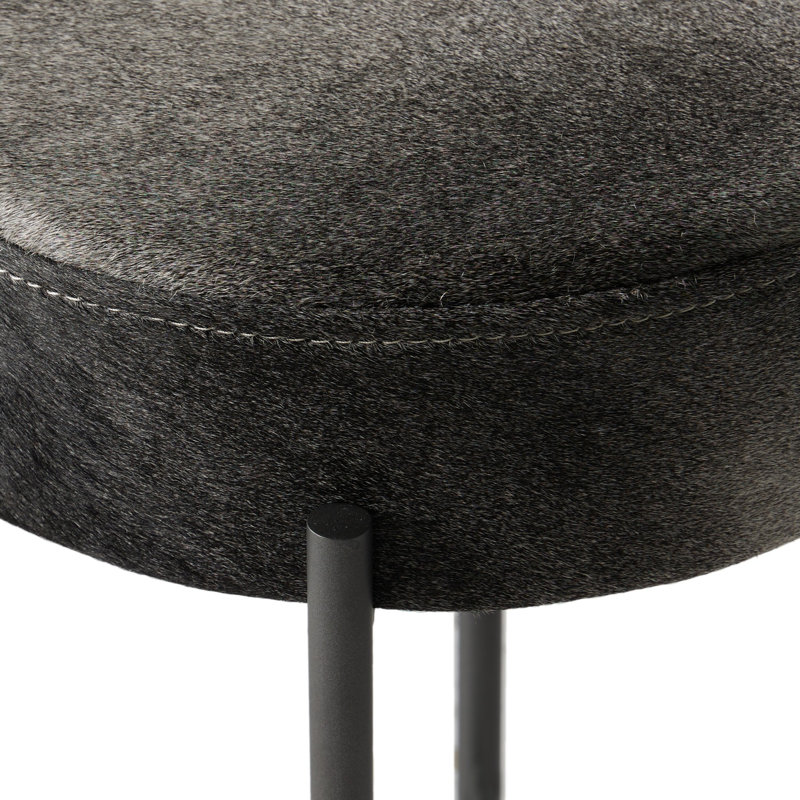 Nocona Upholstered Bar Stool, Black & White Speckled Hide/Leather, Counter Stool (26" Seat Height)