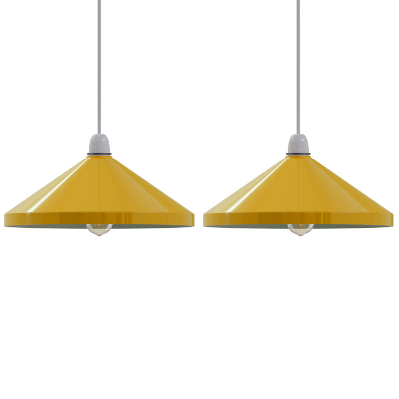 19cm H Metal Cone Lamp Shade ( Screw On ), Yellow