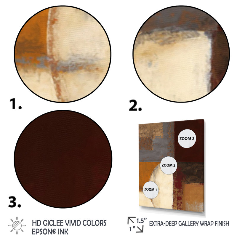 Chocolat brun élémentaire II - ensemble d'art mural abstrait sur toile, H 36 po x l 28 po x P 1 po