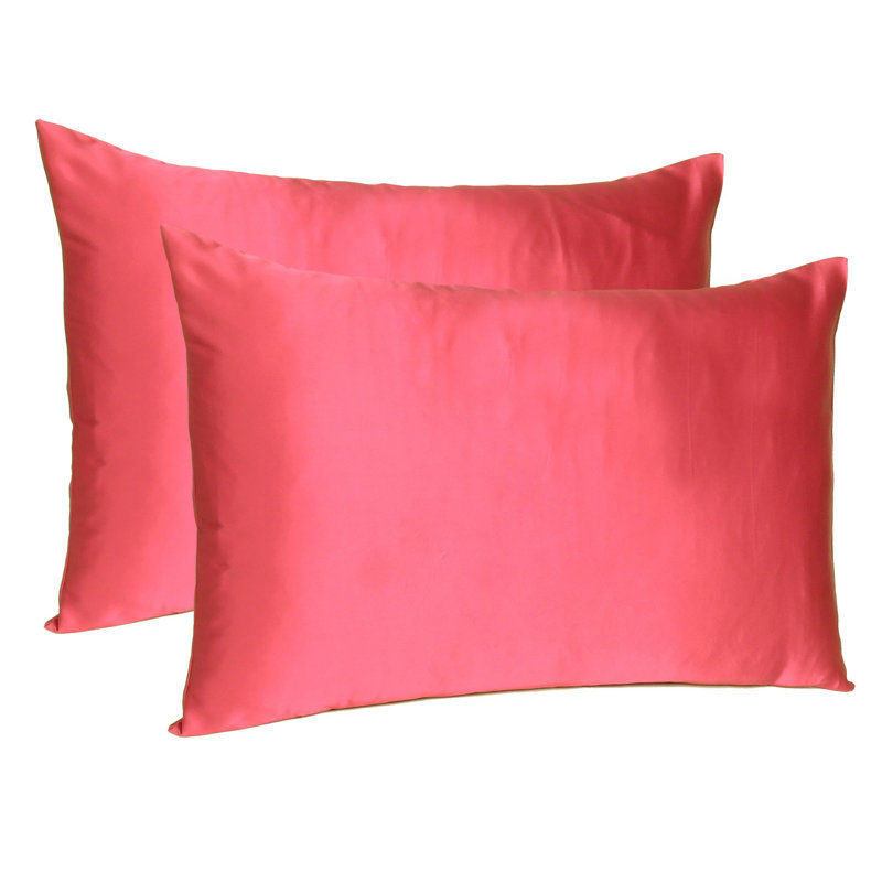 Taie d'oreiller en satin , Standard, Rouge coquelicot
