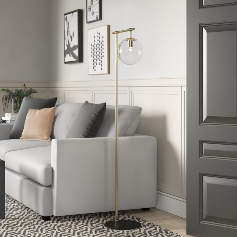Lampe sur pied avec bras articulé Anabella, Doré, Fumée