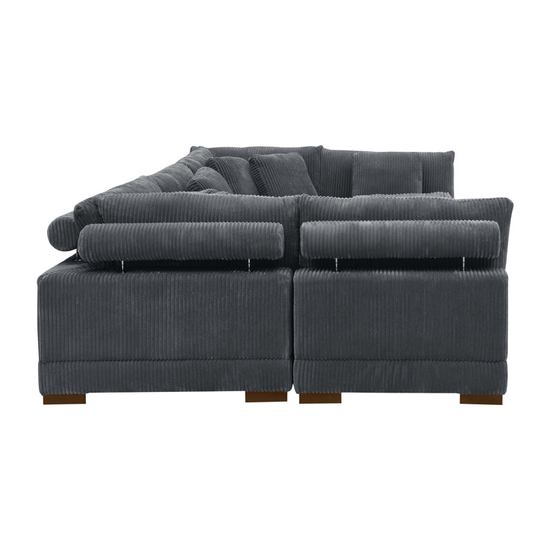 Barcombe Modular Corduroy Sectional, Dark Gray Corduroy
