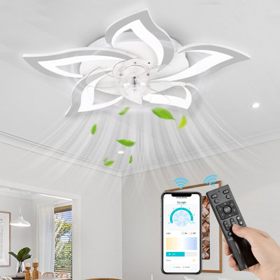 Modern Flush Mount Ceiling Fan With 25.2" Dimmable Led Light Kit, Rc, Reversible Blades, 6 Speeds - Swallow Tail