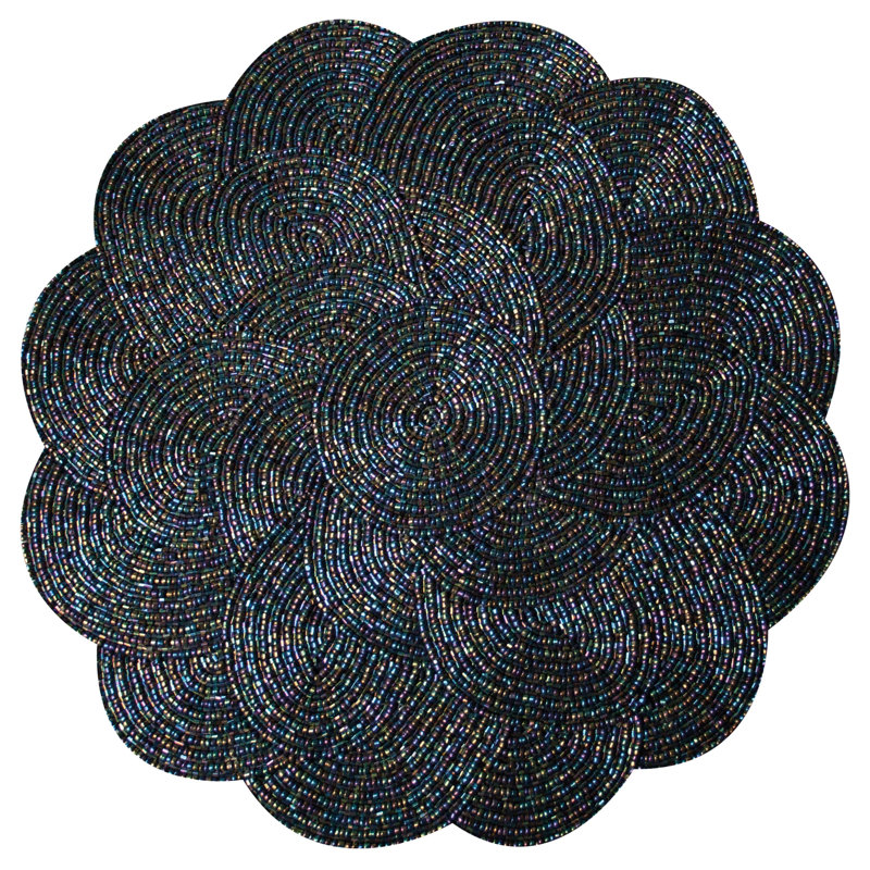 Ensemble de 2 napperons en perles de rocaille Meribelle, Noir