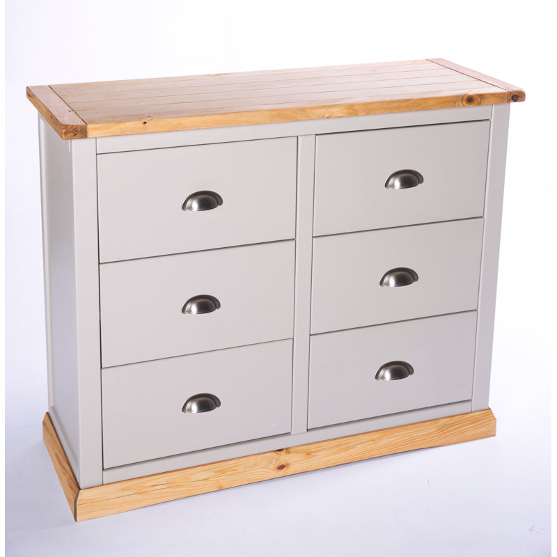 Jamison 110cm W 6 - Drawer Chest of Drawers, Grey/Wood, Chrome