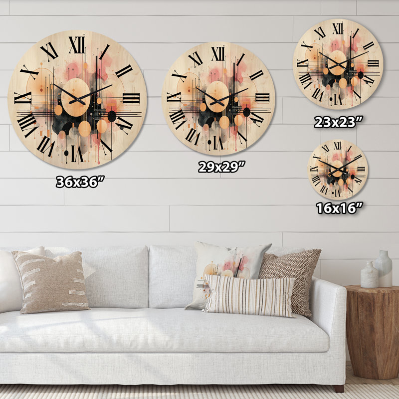 Horloge murale en bois massif Paynesville, Grand