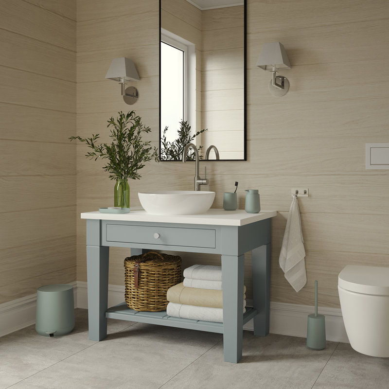 Brosse de toilette autoportante avec couvercle intégré sur la poignée , Eucalyptus
