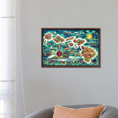 Retro Map Of The Hawaiian Islands - Print on Canvas