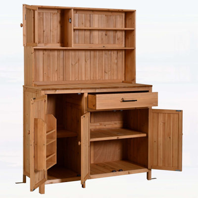 Durable Kitchen Island with Hutch,Adjustable Shelves,and Spacious Countertop for Gardening and Outdoor Cooking