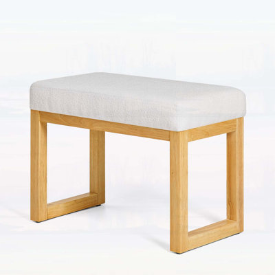 Compact Wooden Shoe-Changing Bench with Soft Cushioned Seat, Perfect for Small Spaces and Modern Minimalist Design - Beige