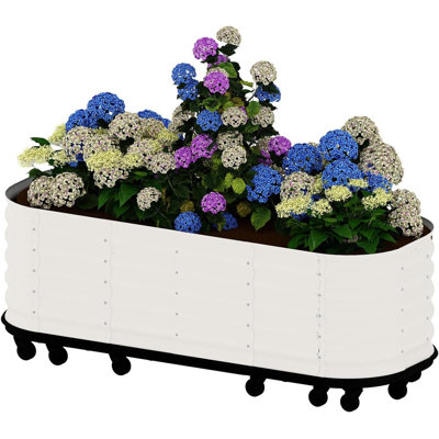 Lit de jardin surélevé portatif à arrosage automatique, jardinière en métal 59-90 "avec roues verrouillables