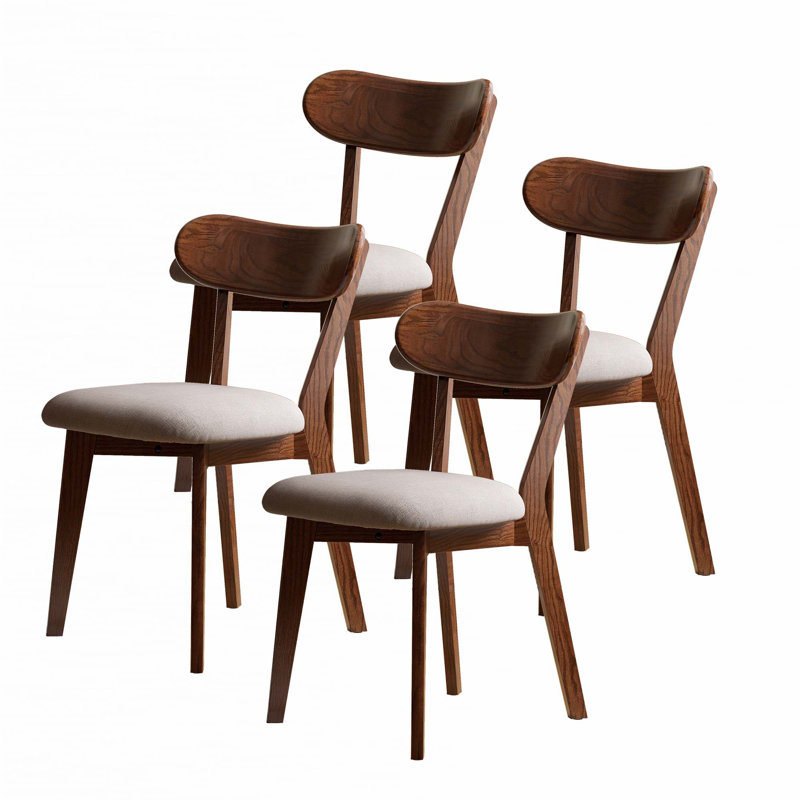 (Set Of 4 Pcs) Dining Chair Wooden, Walnut